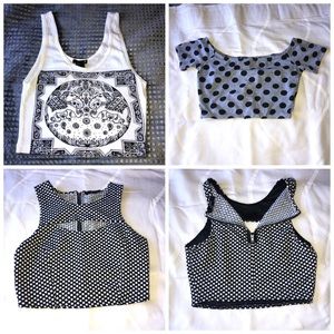 3 crop tops elephant polka dot cleavage opening